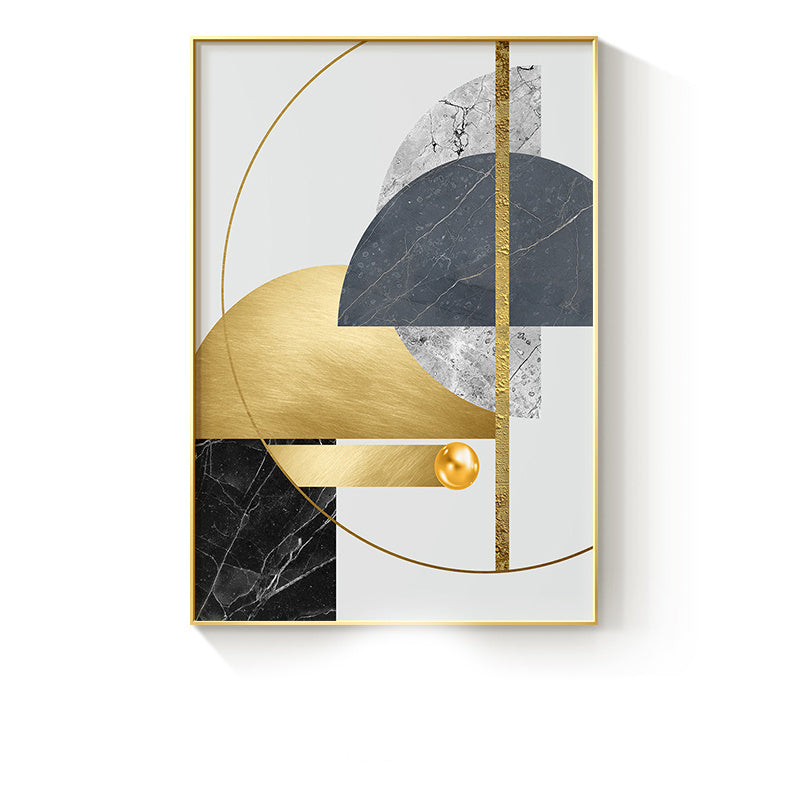 Home Decoration Golden Abstract Geometric Canvas Painting