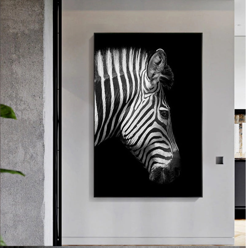 Black And White Animal Zebra Wall Art Canvas Painting Wall Poster Living Room Decor