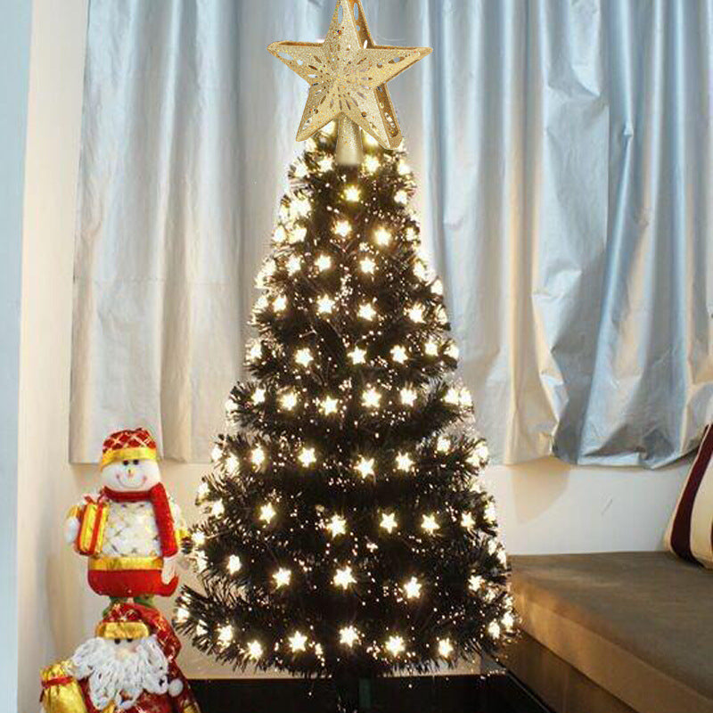 Christmas Tree Topper Star Lighted 3D Glitter Silver Snow Tree Toppers Snowflake Projector New Year Home Decoration