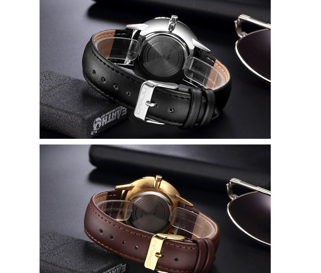 Men's casual belt watch Retro business simple ultra-thin watch fashion men's watch