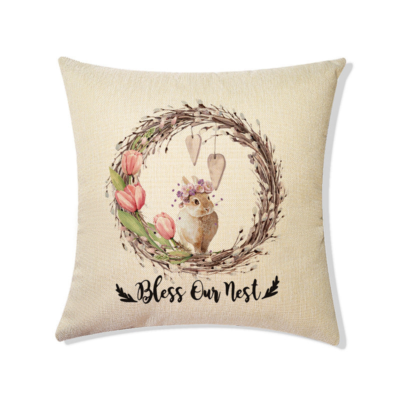 Rabbit Easter Eggs Truck Flower Basket Cushion Cover Throw Pillow Cover Nordic Room Decoration For Home Car Sofa Couch