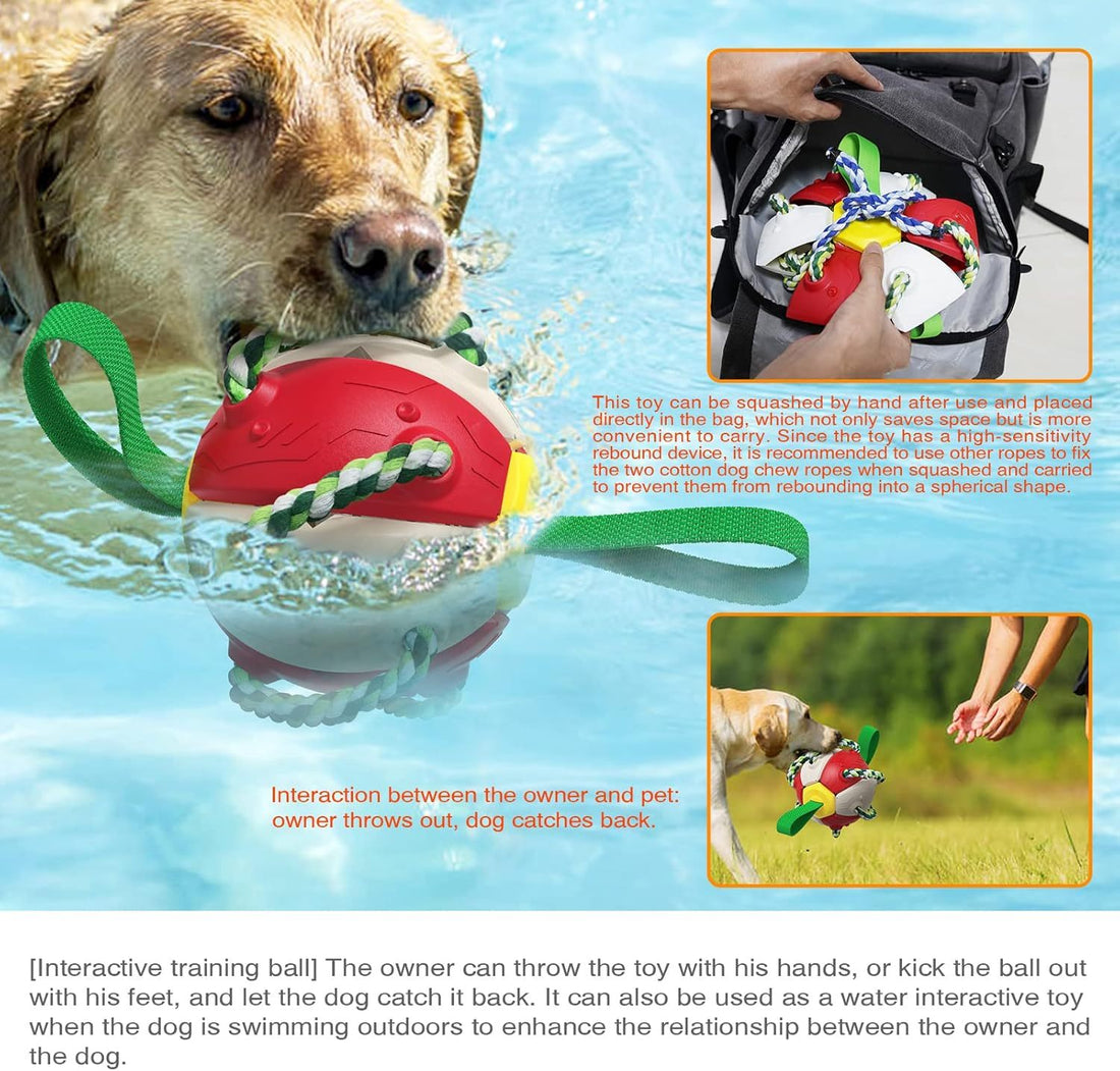 Dog Toy Balls With Chewing Ropes Pet Flying Saucer Ball Dog Toy Interactive Dog Toys For Tug Of War Best Gifts For Small Medium Dogs