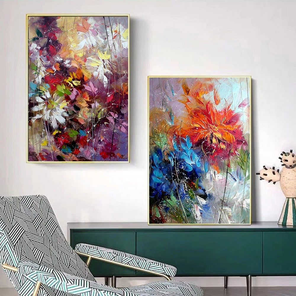 Abstract Watercolor Blue Organge Flower Canvas Canvas Painting Wall Posters And Printing Pictures Art Home Room Decoration