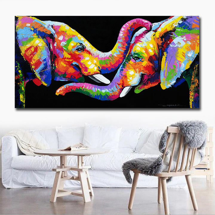 Color Graffiti Elephant Bucket Nose Living Room Wall Canvas Painting