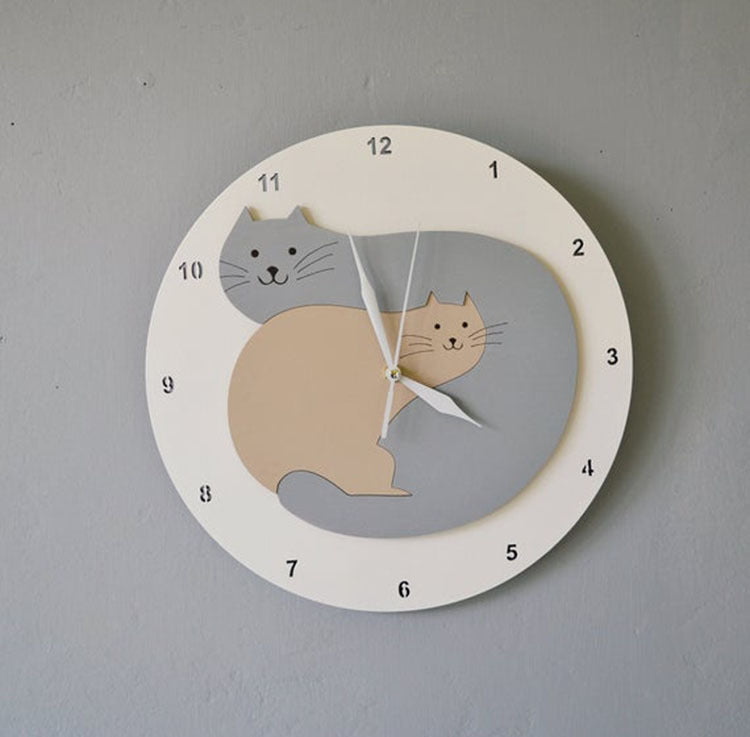 Cute Cartoon Kitten Wall Clock Home Decoration