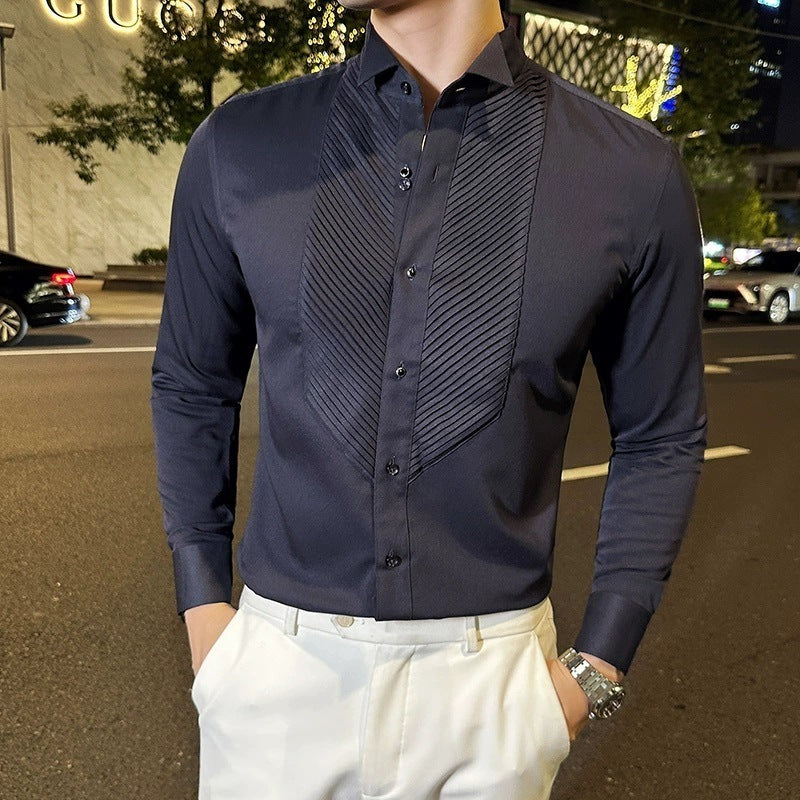 Slim-fit Men's Wedding Dress Banquet Performance Shirt