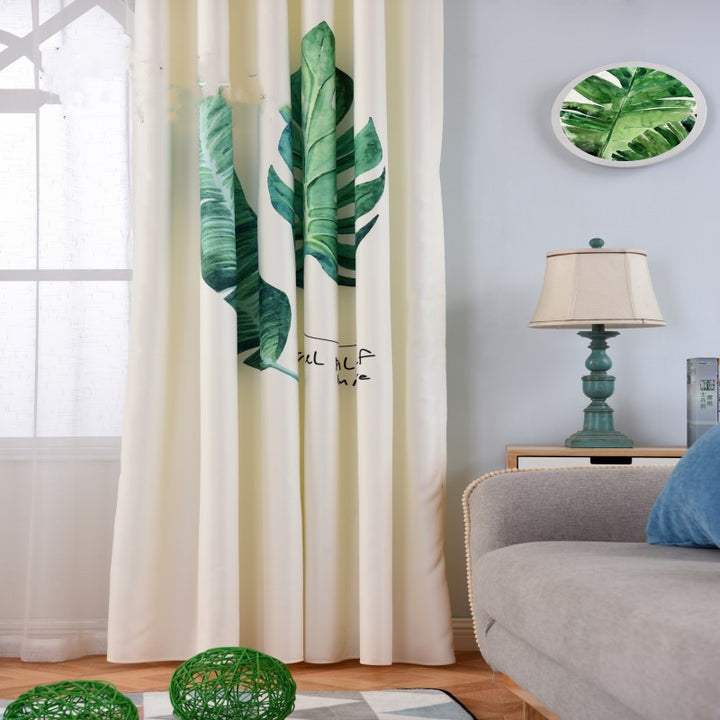 Banana leaf digital printing curtain