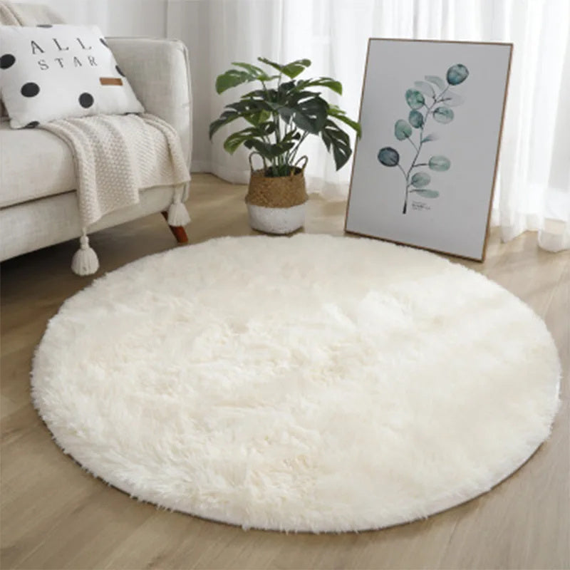 Super Soft Plush Round Rug Mat Fluffy White Carpets For Living Room Home Decor Bedroom Kid Room Decoration Salon Thick Pile Rug