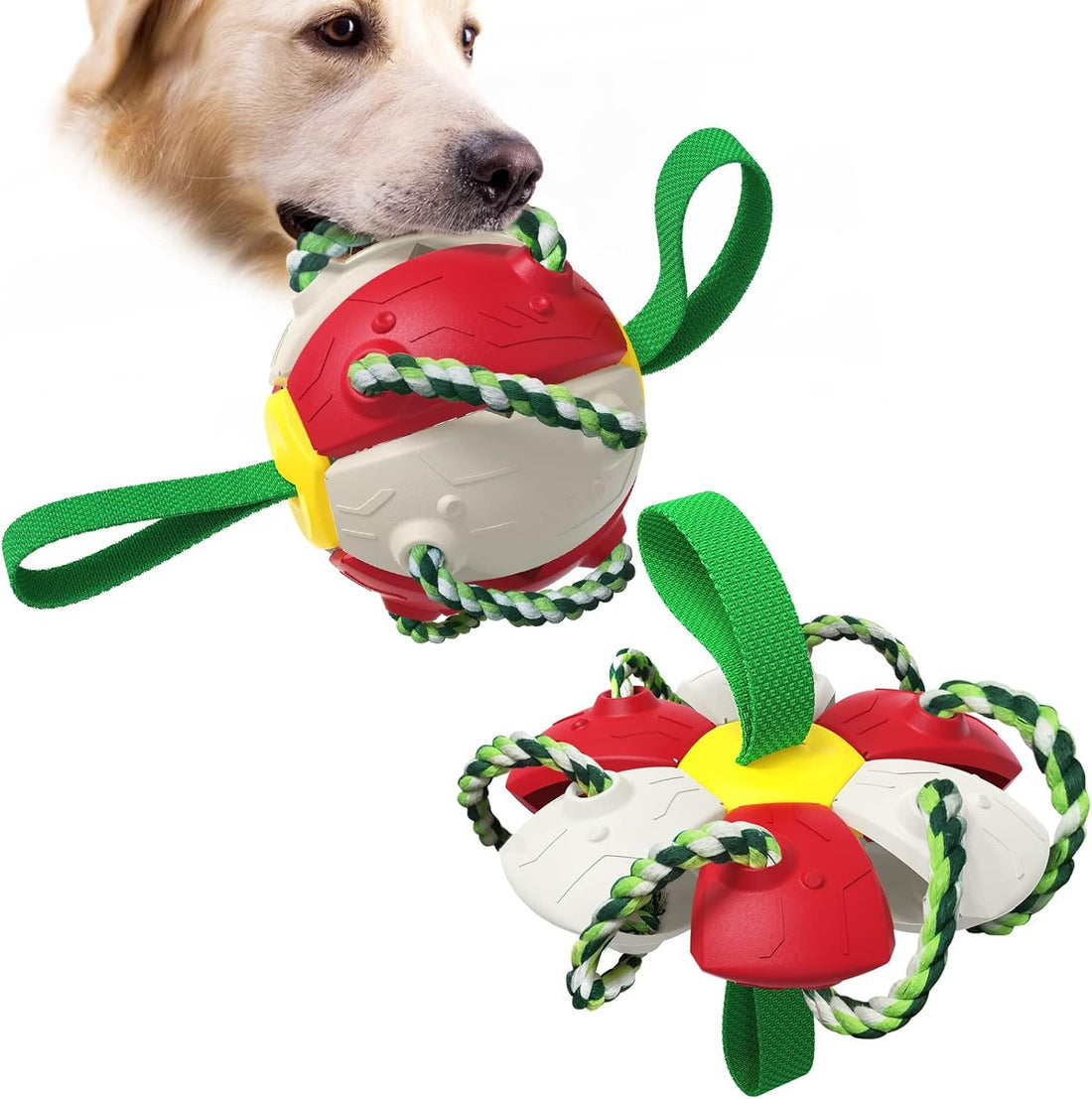 Dog Toy Balls With Chewing Ropes Pet Flying Saucer Ball Dog Toy Interactive Dog Toys For Tug Of War Best Gifts For Small Medium Dogs