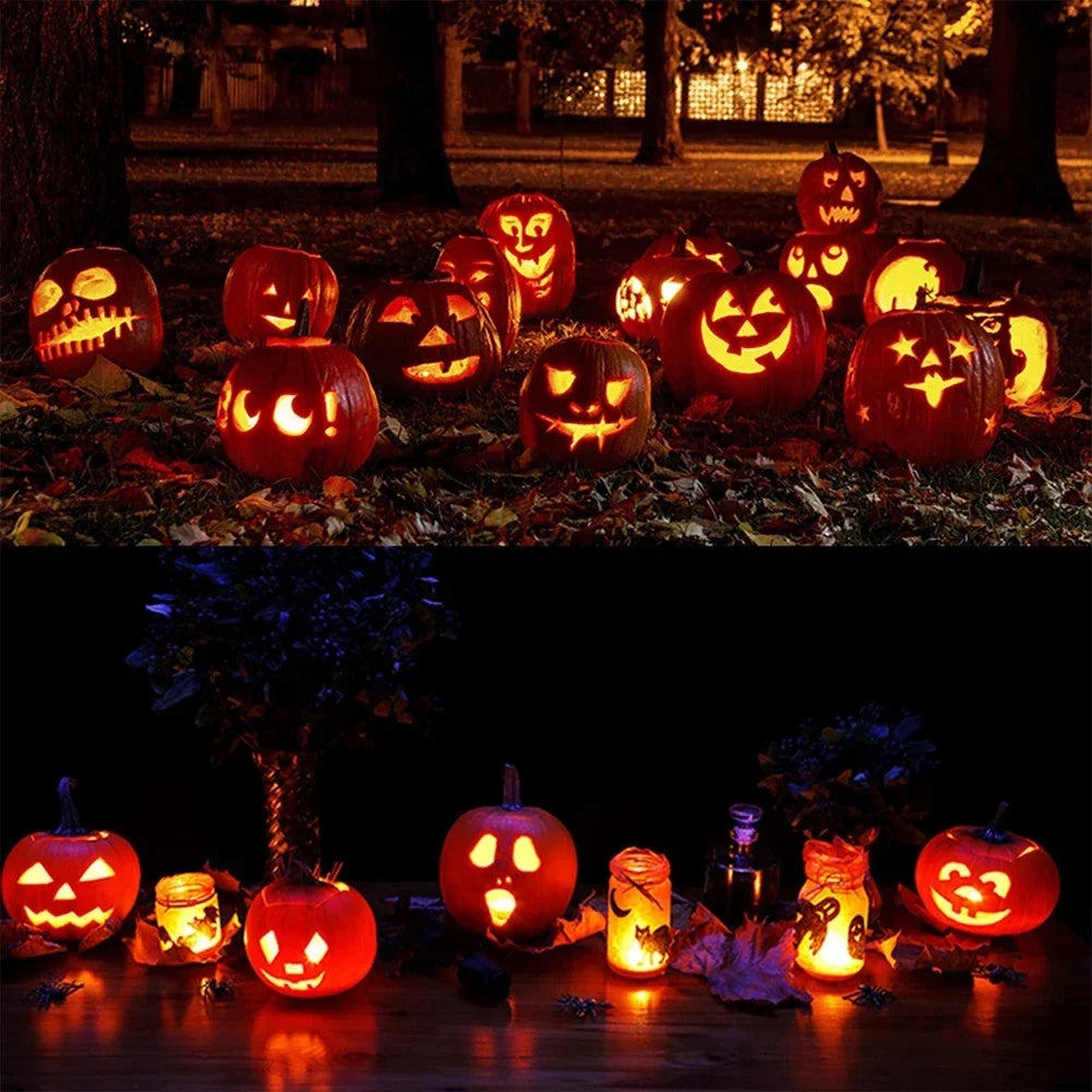 LED Pumpkin Lamp Lantern Decor Spoof Ghost Face Pumpkin Light Halloween Theme Party Home Indoor Outdoor Yard Garden Decoration