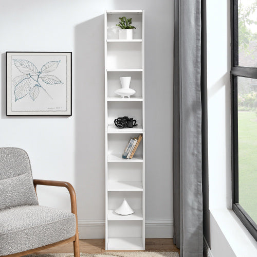 8 Tier Media Tower, CD DVD Slim Locker With Adjustable Shelves, High & Narrow Bookshelf Display Bookshelf, Suitable For Home Office, Multifunctional Double Deck Bookshelf