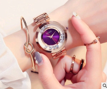 Wheeled rhinestone watch quartz dial watch fashion temperament female watch ladies belt