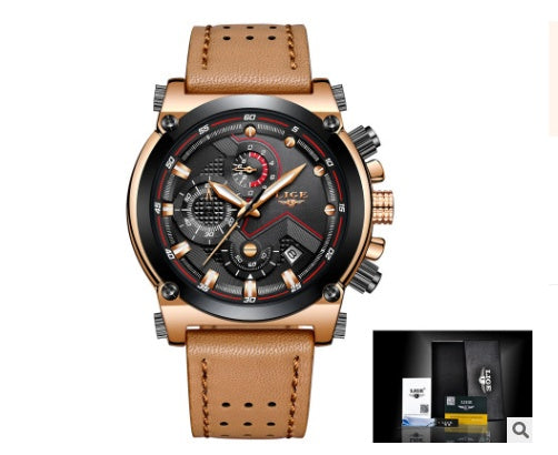 Brown Leather Automatic Quartz Waterproof Watch