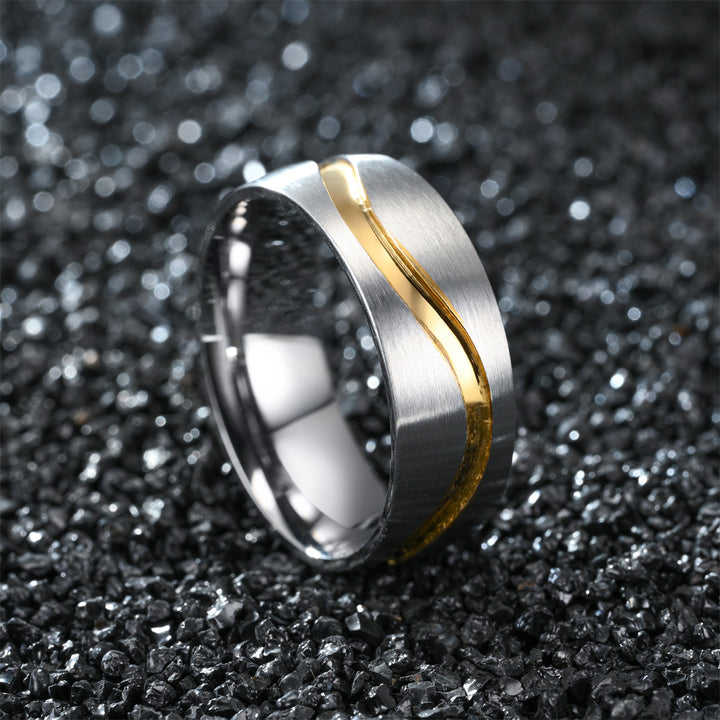 Stainless Steel Gold Ring 8mm Men's