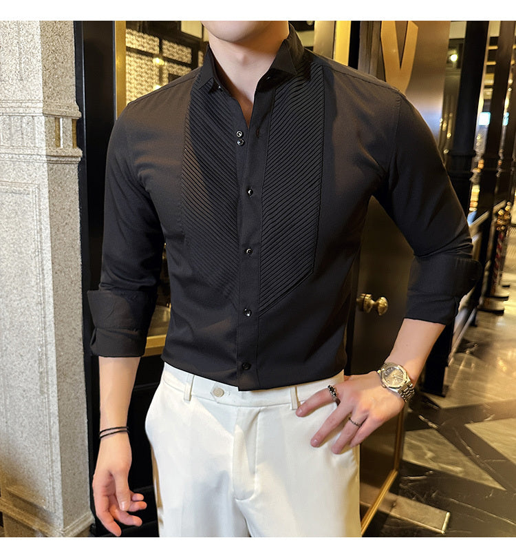 Slim-fit Men's Wedding Dress Banquet Performance Shirt