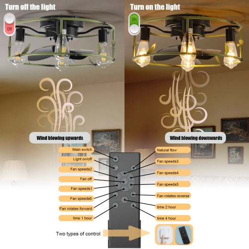 Built-in Ceiling Fan With Light And Remote Control Unavailable Platform- Temu