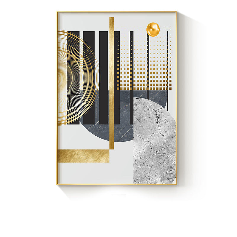 Home Decoration Golden Abstract Geometric Canvas Painting