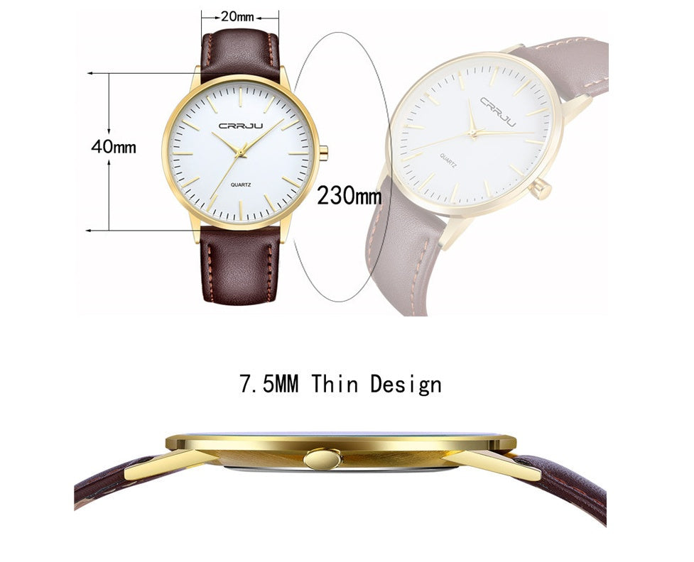 Men's casual belt watch Retro business simple ultra-thin watch fashion men's watch