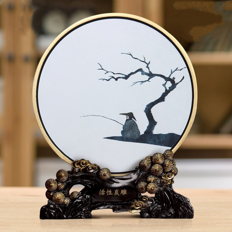 Decoration Artifact Zen Landscape Home Decoration Antique Frame Living Room Porch Ancient Style Decoration