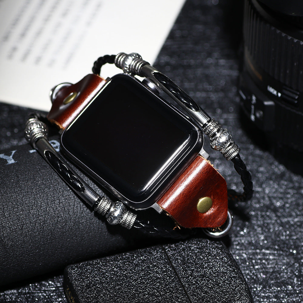 Leather Stainless Steel Watch Strap