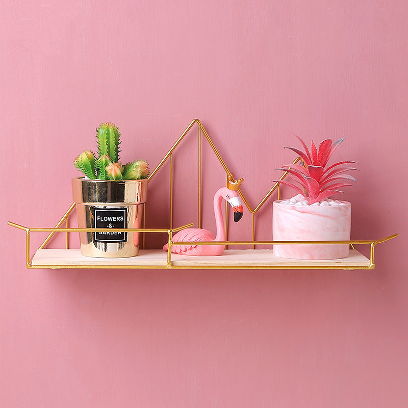 Nordic Simple Iron Landscape Design Wall Decorations Storage Rack Creative Home Wall With Fence Storage Wall Decoration