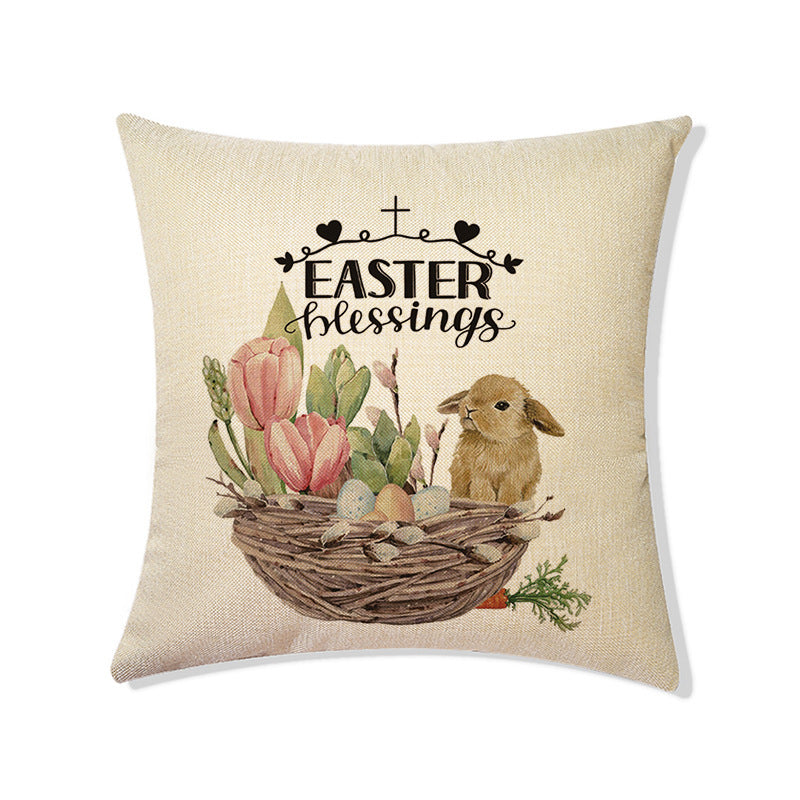 Rabbit Easter Eggs Truck Flower Basket Cushion Cover Throw Pillow Cover Nordic Room Decoration For Home Car Sofa Couch