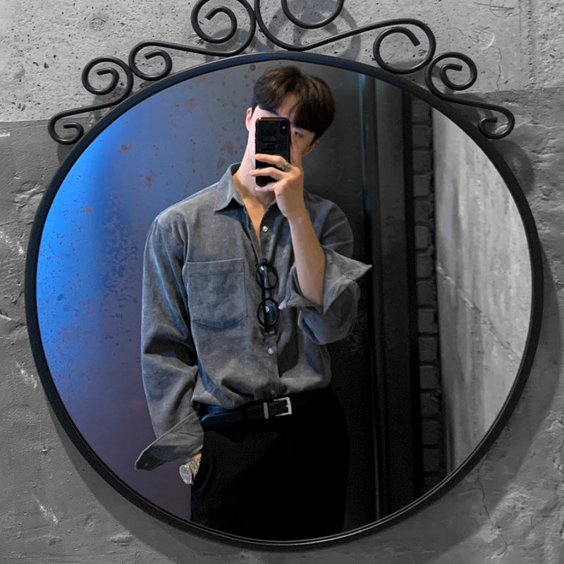 MYQ Corduroy Vintage Long Sleeve Shirt Men's Clothing