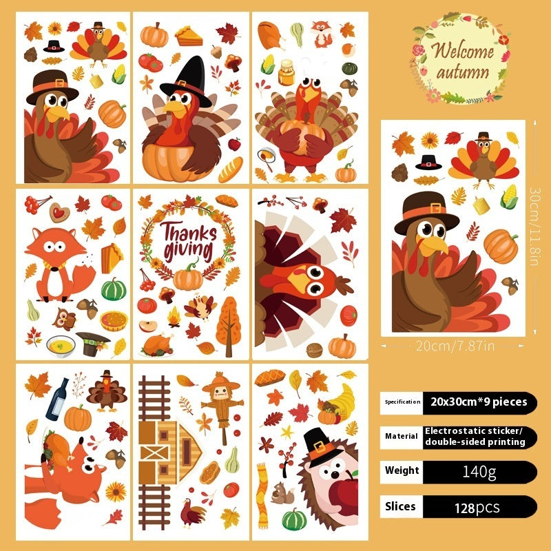 Thanksgiving Window Stickers Party Gathering Static