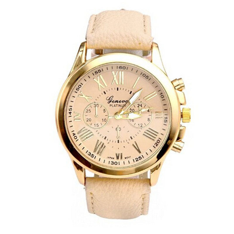 Geneva fake three-eye six-needle ladies belt watch Men's outdoor quartz watch