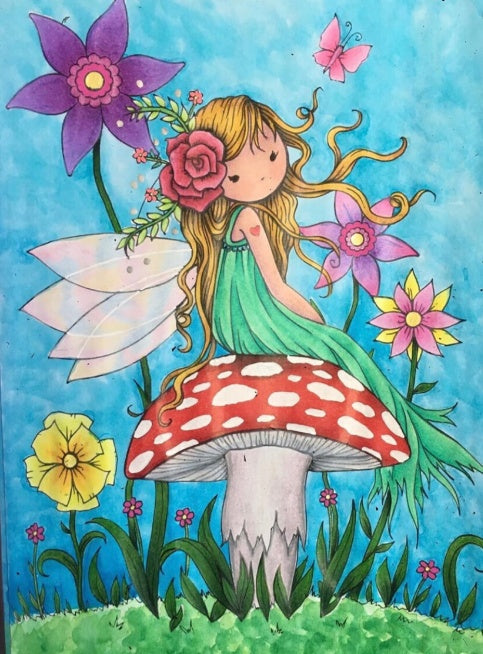 Full Circle Diamond Painting Kit With AB Diamond Cartoon Fairy Girl Flower Embroidery Mosaic Home Decoration