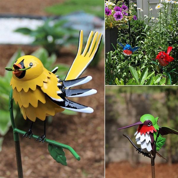 Flat Style Garden Branch Plug-in Decoration Creative Articraft Bird Model Figurine Animal Bird Miniature Home Garden Ornament