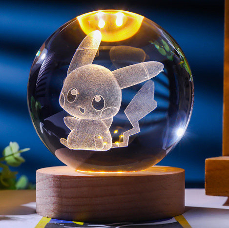 3D Constellation Crystal Ball Night Light Laser Engraved Birthday Gift Glass Sphere Home Desktop Decoration With Wooden USB Base