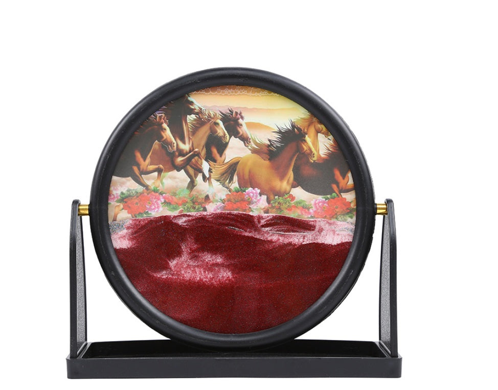 Best selling boutique round 3d desert landscape series glass sand painting home decoration crafts custom wholesale