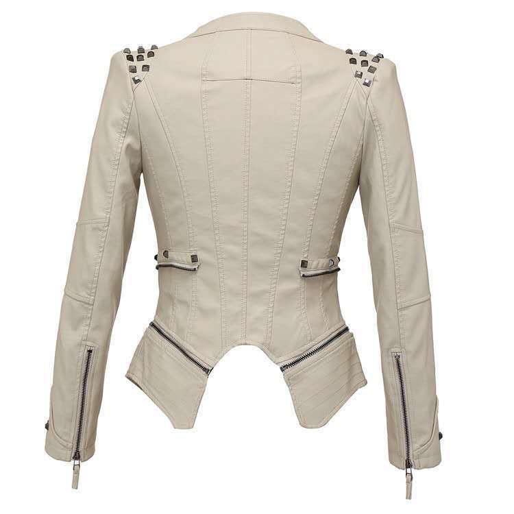 Slim-fit tuxedo mid-length leather jacket