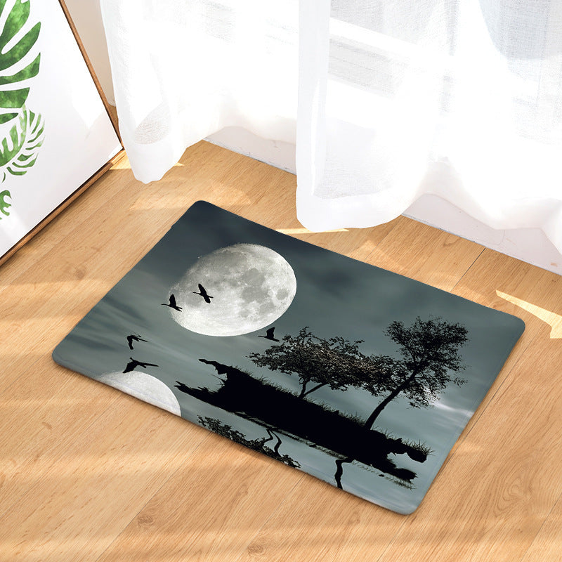 Digital printing flannel floor mat door mat bathroom absorbent non-slip cushion seat cushion carpet