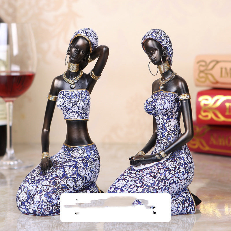 Home Decoration Ornaments Resin African Doll Figures