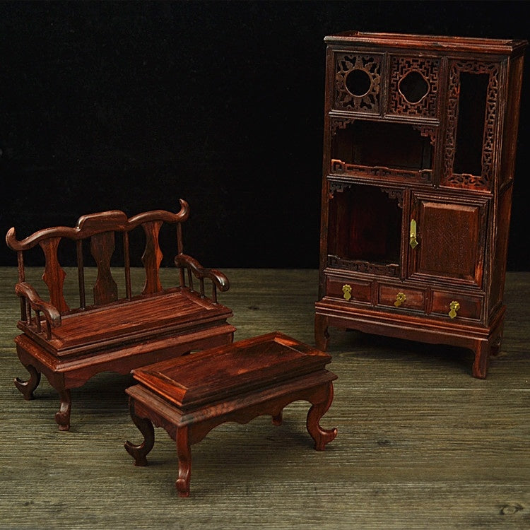 Miniature Furniture Model Mahogany Wardrobe Table Stool