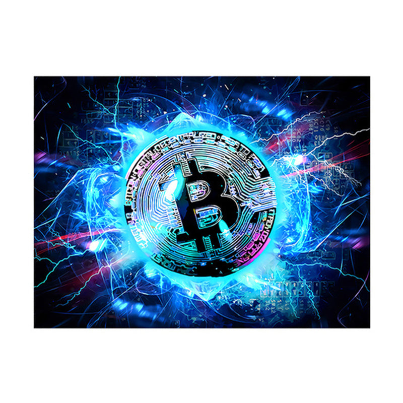 Modern Art Abstract Bitcoin Canvas Painting Glowing Neon Fashion Wall Posters And  Nordic Style Decoration Home