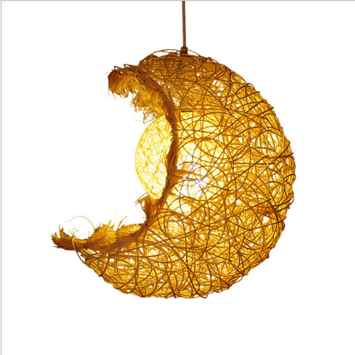 Pastoral Rattan Yestar Moon Chandelier