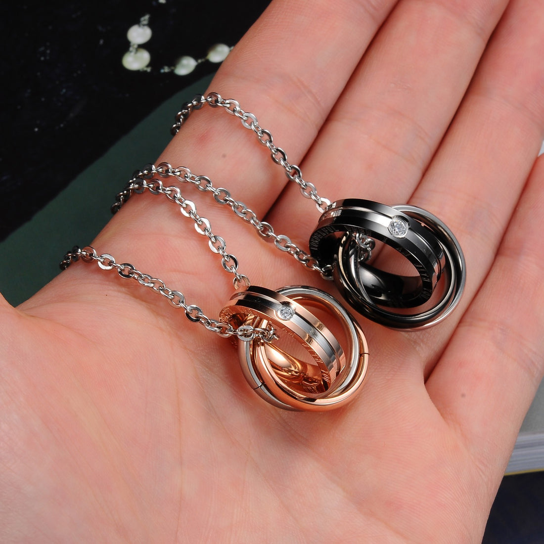 Small Gift Interlocking Titanium Steel Couple Necklace