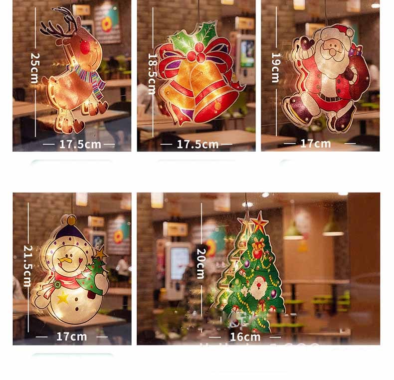 Outdoor Christmas Silhouette Lights LED Christmas Tree Window Curtain Lights With Suction Cup For Christmas Party Home