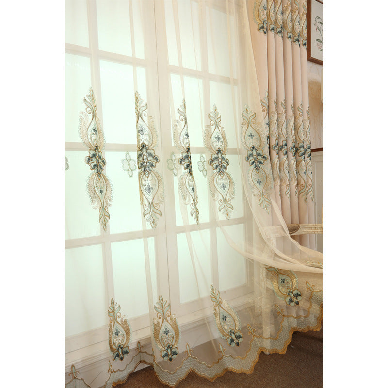 Slub cotton embroidery curtain fabric