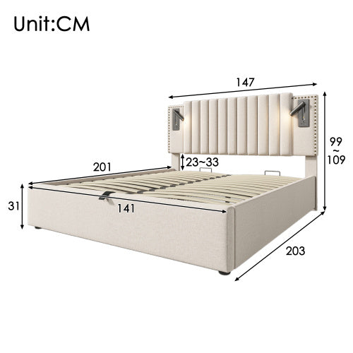 Cotton Panel Material Storage Bed Frame