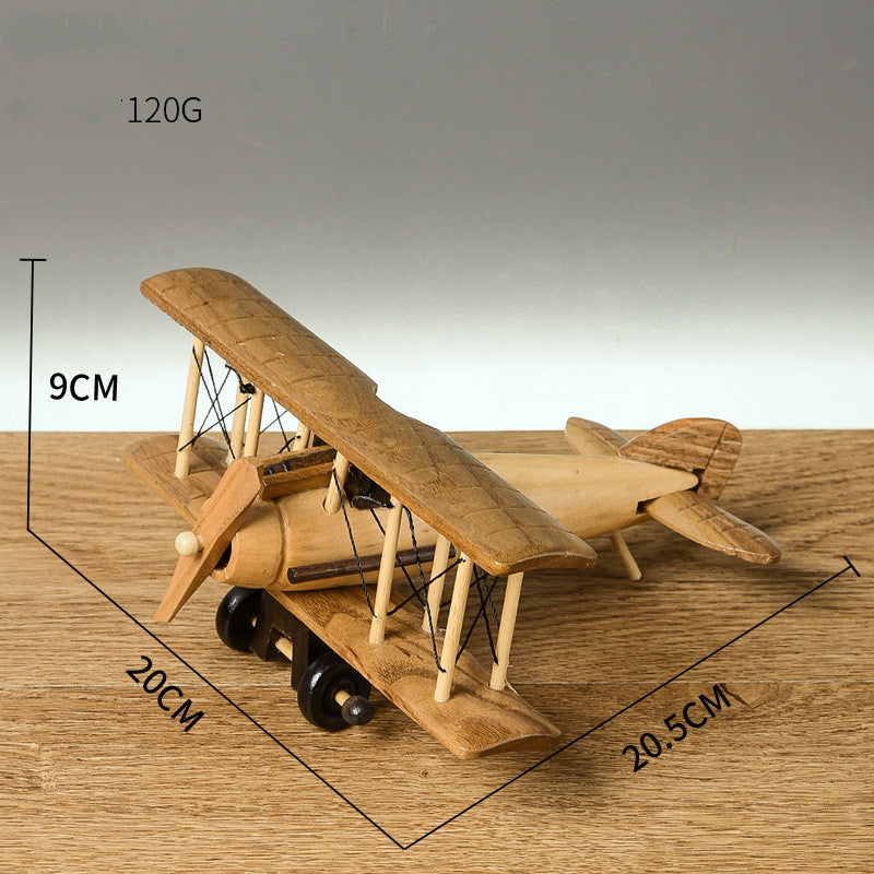 Retro Wooden Airplane Decoration Creative Home Desktop