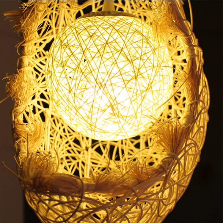 Pastoral Rattan Yestar Moon Chandelier