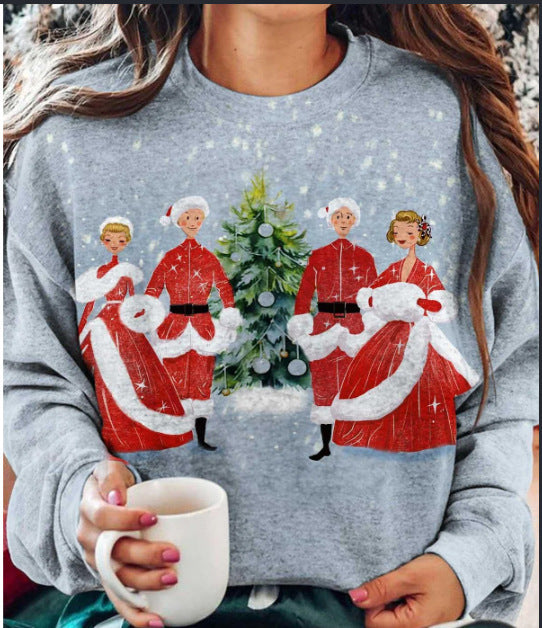 Christmas Snowman Christmas Loose Round Neck Casual Long Sleeve Sweatshirt