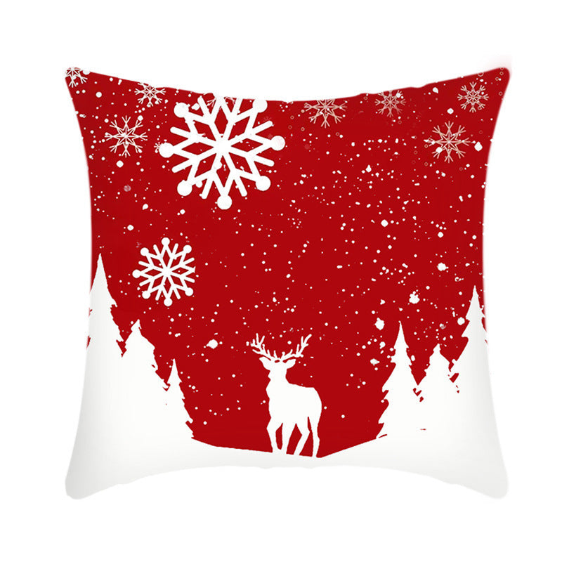 Merry Christmas Cushion Cover 45cm Elk Santa Claus Short Plush Sofa Pillow Cover Home Decor Pillowcase Christmas Decoration