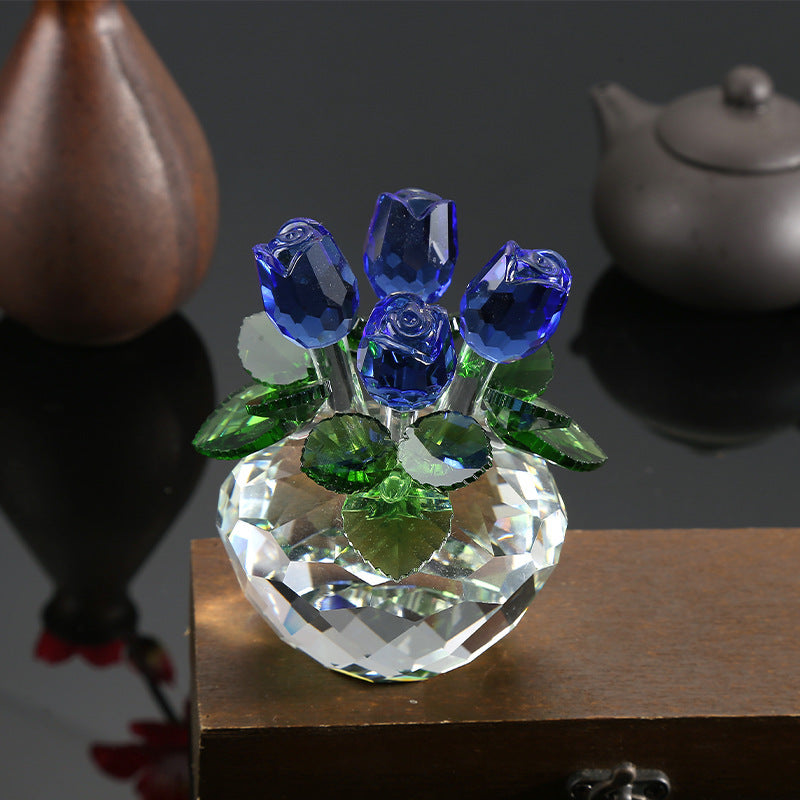 Colorful Crystal Rose Ornaments Home Decoration Crafts