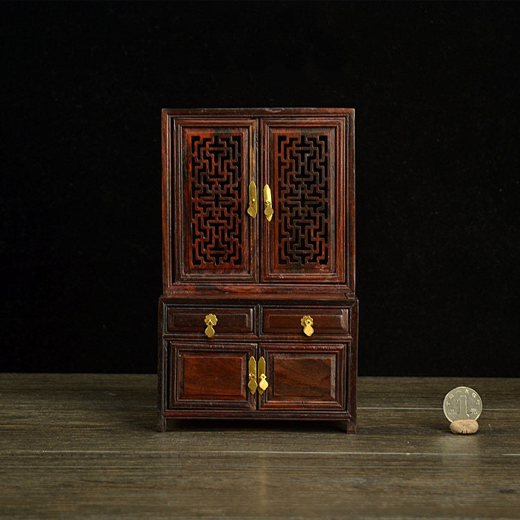 Miniature Furniture Model Mahogany Wardrobe Table Stool