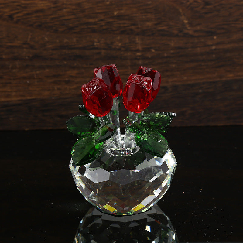 Colorful Crystal Rose Ornaments Home Decoration Crafts